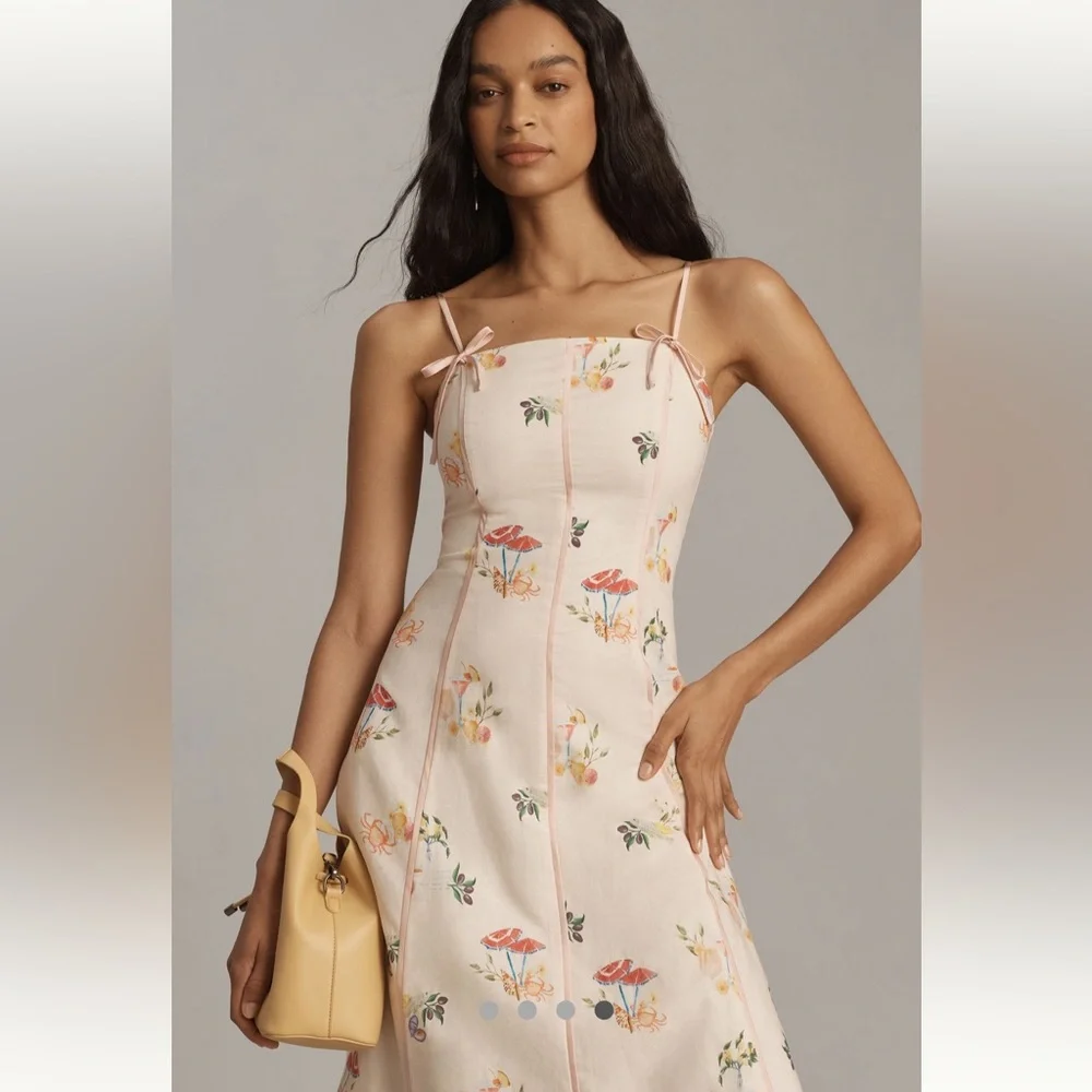 NWT Corey Lynn Calter Sleeveless Seamed
Linen Midi Dress,  L - Picture 2 of 12